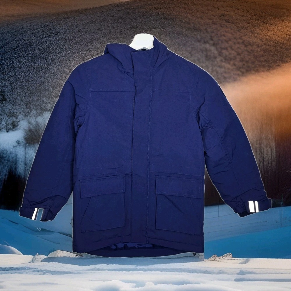 LANDS' END SQUALL BOY'S FLEECE LINED WATERPROOF JACKET NAVY SZ: SMALL 6/7 NWOT